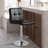 2Pcs Black Barstools Faux Leather Gas Lift Bar Chair Height Adjustable Modern
