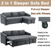 Universal Grey Sofa Bed Corner Fabric Sleeper Pull Out Storage Reversible Chaise
