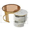 Nesting Coffee Tables Set of 2 Round Stacking Side Tables with Storage Drawers