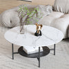 Large Round Marble Coffee Table Accent Side Table Chairside Table Eating Tray