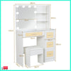 Modern Vanity Makeup Dressing Table w/Drawers LED Hollywood Mirror Stool Shelves