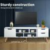 Modern TV Cabinet Stand Unit Wooden Media Storage Space Shelves W/ Doors Drawers