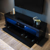 Modern TV Unit Cabinet Stand Black High Gloss Door 120cm with LED Lights Drawers