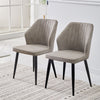 2 Modern Grey Dining Chairs Ergonomics Striped Seat Metal Legs Kichen Chairs