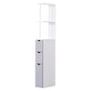 Slim White Bathroom Storage Cabinet Tall Narrow Wooden Compact Drawers Shelves