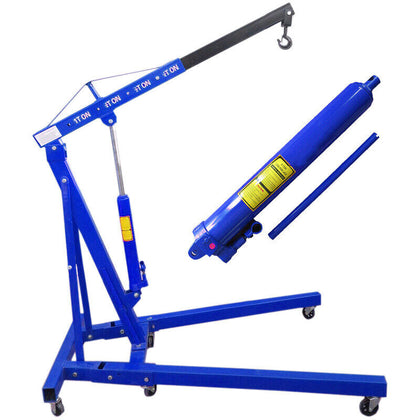 Mobile Hydraulic Hoist Lifter Cranes Folding Engine Crane Stand Jack 1000Kg Blue