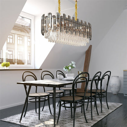 Modern Luxury Chandelier LED Crystal Droplet Elegant Ceiling Light Fixture Home