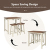 3 PCS Kitchen Dining Table Set Wood Counter Height Pub Table & 2 Saddle Stools