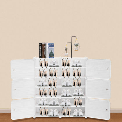 12Cubes Interlocking DIY Shoe Bookcase Organizer Rack Stand Storage Cabinet