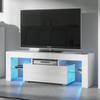 TV Unit 130cm Modern Cabinet White High Gloss Doors With Free LED