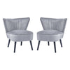 Velvet Retro Lounge Accent Chair Wood Legs Occasional Bedroom Living Room Grey