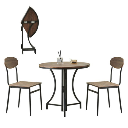 Garden Dining Table and 2 Chairs Set, 80cm Round Table with Chairs Patio Set
