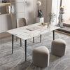 Large Modern Marble Dining Table Kitchen Dinner Desk 4-6 Person w/ Metal Legs