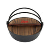 NonStick Cast Iron Pot with Wood Lid Cooking Hanging Stew Souppot Open Fire Pan