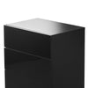 Black LED 3 Drawers Bedside Table High Gloss Cabinet Side End Table Living Room