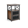 Industrial Nightstand 3-tier End Table Wooden Sofa Side Table for Living Room
