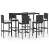 7 Piece Garden Bar Set with Cushions Poly Rattan Black R6U5