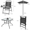 6 Piece Garden Furniture Patio Set Dining Table Parasol & 4 Folding Chair Seats