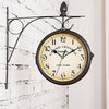 Outdoor Garden Wall Clock Round Metal Frame Double Sided Station Clock Quartz