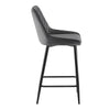2x Velvet Grey Bar Stool Kitchen Counter Breakfast Chair Pub Restaurant Cafe