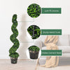 2PCS Artificial Spiral Boxwood Topiary Tree 115CM Faux Greenery Decorative Plant