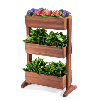 3 Tier Raised Garden Bed Vertical Flower Pots Rack Wooden Elevated Plant Stand