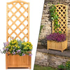 2 Trellis Wooden Planter Garden Plant Flowerpot Lattice Box Patio Set Natural