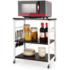 3 Tier Rolling Kitchen Baker's Rack Adjustable Utility Serving Cart W/ 10 Hooks