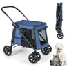 Folding Pet Stroller Dog Cat Stroller Portable Travel Pet Cart for S/M Size Pet