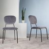 Velvet Dining Chairs 4pcs Grey Stackable Fabric Seat Metal Leg Home Office Chair