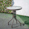 Tempered Glass Top Table Metal Frame Garden Outdoor Indoor Patio Bistro Brown