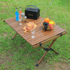 Camping RV Picnic Table Folding Hiking Traveling Wood Egg Roll Table 90cm Length