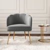 Occasional Velvet Gery Scallop Shell Back Chair Armchair Metal Legs Lounge Sofa