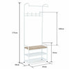 White Metal Clothes Hanging Rail Clothing Coat Stand with Shoe Rack Shelf Bench
