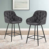 Pair Dining Chairs Bar Stools Dining Room Kitchen Tufted Seat Metal Legs