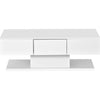 Coffee Table White LED High Gloss Rectangle Cocktail Table Modern Living Room