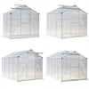 Aluminium Greenhouse Slide Door Window Glavanized Base PC Panels Grow House Shed