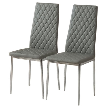 2x Modern Faux Leather Dining Chairs Metal Legs Home Kitchen Dinner Padded Seat