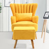 Yellow Scallop Shell Wing Back Armchair Single Sofa Chair With Footstool Suite