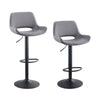 2pcs Faux Suede Seat Back Barstools Metal Base Breakfast Salon Chair Adjustable