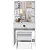 Dressing Table with Drawers, Mirror Stool Set Makeup Desk Vanity Table Bedroom