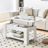 White Coffee Table with Lift Top Storage Shelf Wood Living room Height Ajustable
