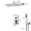 Chrome Concealed Shower Mixer Set Over Head with 30cm Rain Bathroom Hand Sprayer