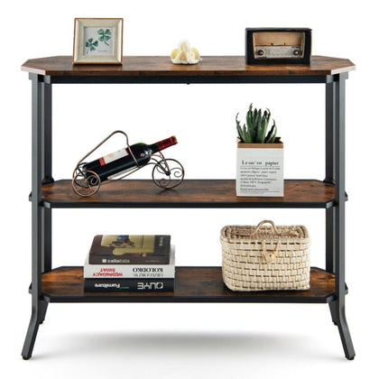 Industrial Console Table 100 cm Long Narrow Sofa Table 3-Tier Farmhouse Table