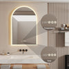 Vertical Arch-Shape LED Bathroom Mirror Backlit Frameless Lighted Mirror w/ Time