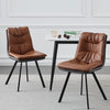 2* Mix Color Dining Chairs Faux Leather Padded Seat Metal Legs Chair Brown Grey