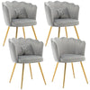 Set of 1/2/4 Velvet Dining Chairs Armchair Accent Chair W/ Gold Metal Legs Gray