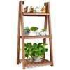 3-Tier Folding Garden Plant Stand Multifunctional Wooden Flower Display Shelves