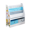 Children Bookshelf Kids Sling Book Rack with Storage Bins Toys Organizer White