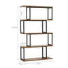 S Shape Lounge Storage Display Unit Bookcase Bookshelf 4 Tier Rack Metal Frame